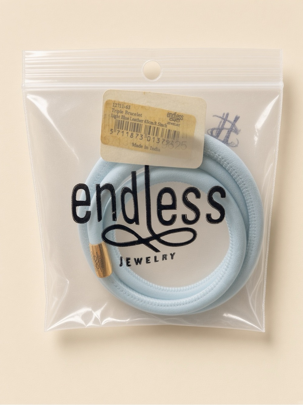 NEW Endless Jewelry Light Blue Leather Triple Wrap Bracelet